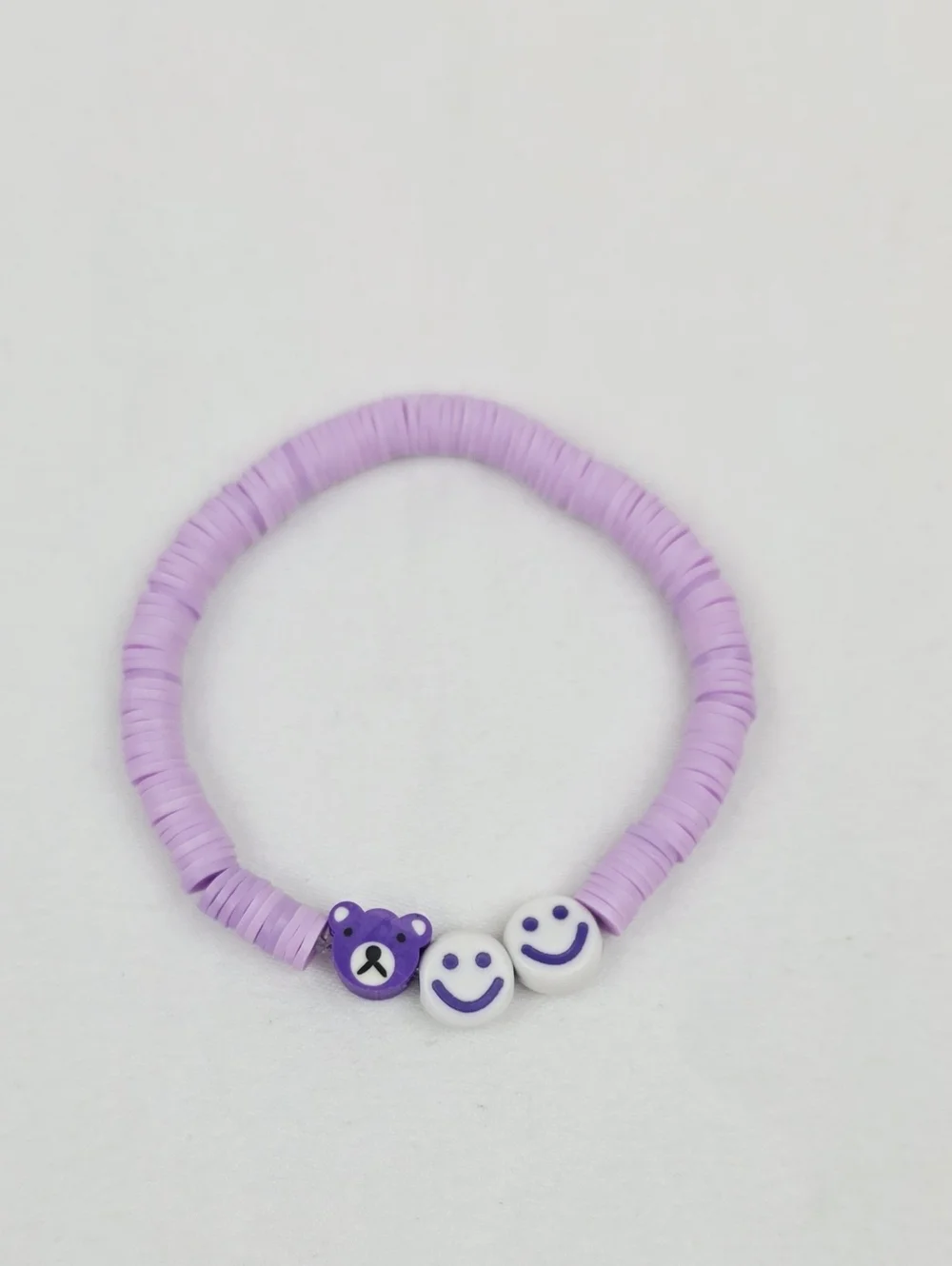 Handmade Clay Bead Smiley Face Bear Bracelet